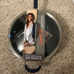 Cravings By Chrissy Teigen Nonstick navy blue Sauté Pan With Lid 5 QT, Brand New